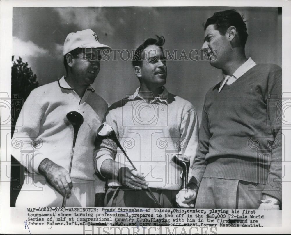 1954 Press Photo Frank Stranaham, Johnny Palmer, Cary Middlecoff at DC golf- Historic Images