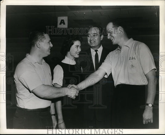 1959 Press Photo BPAA bowlers Billy Welu, Ed Lubanski, Carol Christensen- Historic Images