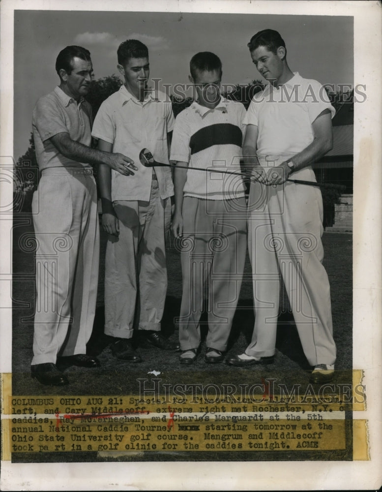 1950 Press Photo Lloyd Mangrum, Cary Middlecoff &amp; caddies at Columbus Ohio- Historic Images