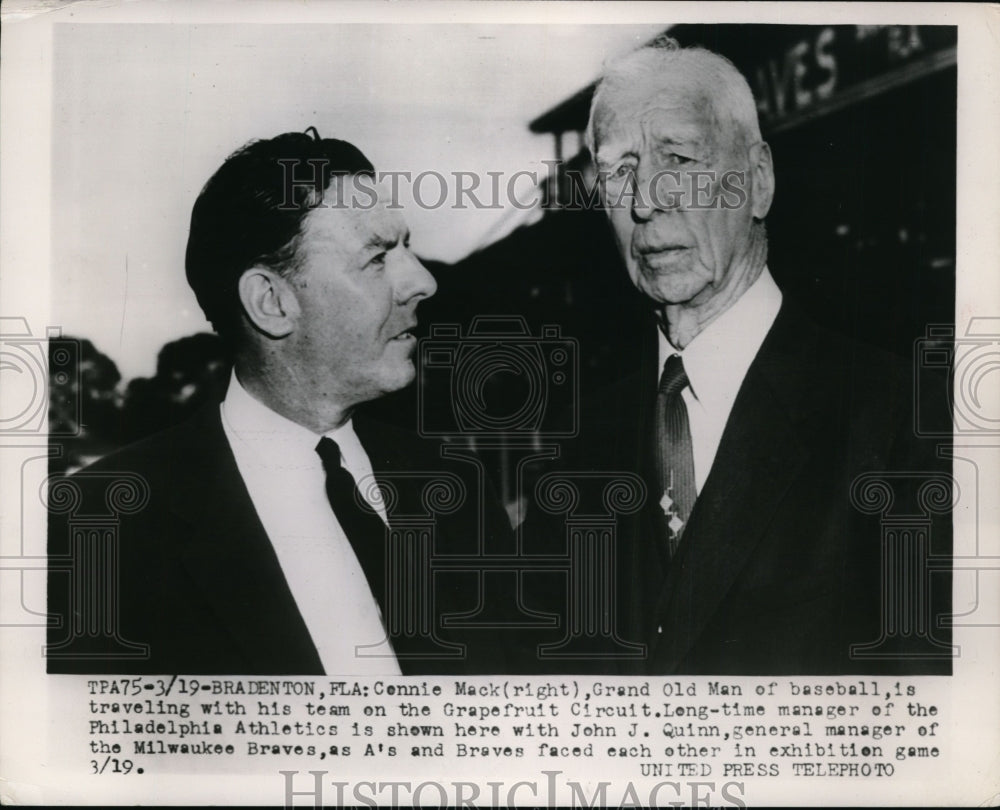 1954 Press Photo Connie Mack Is Traveling With His Team On Grapefruit Circuit- Historic Images