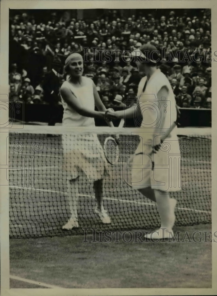 1929 Press Photo Senorita de Alvarez vs Helen Wills at Wimbledon tennis- Historic Images