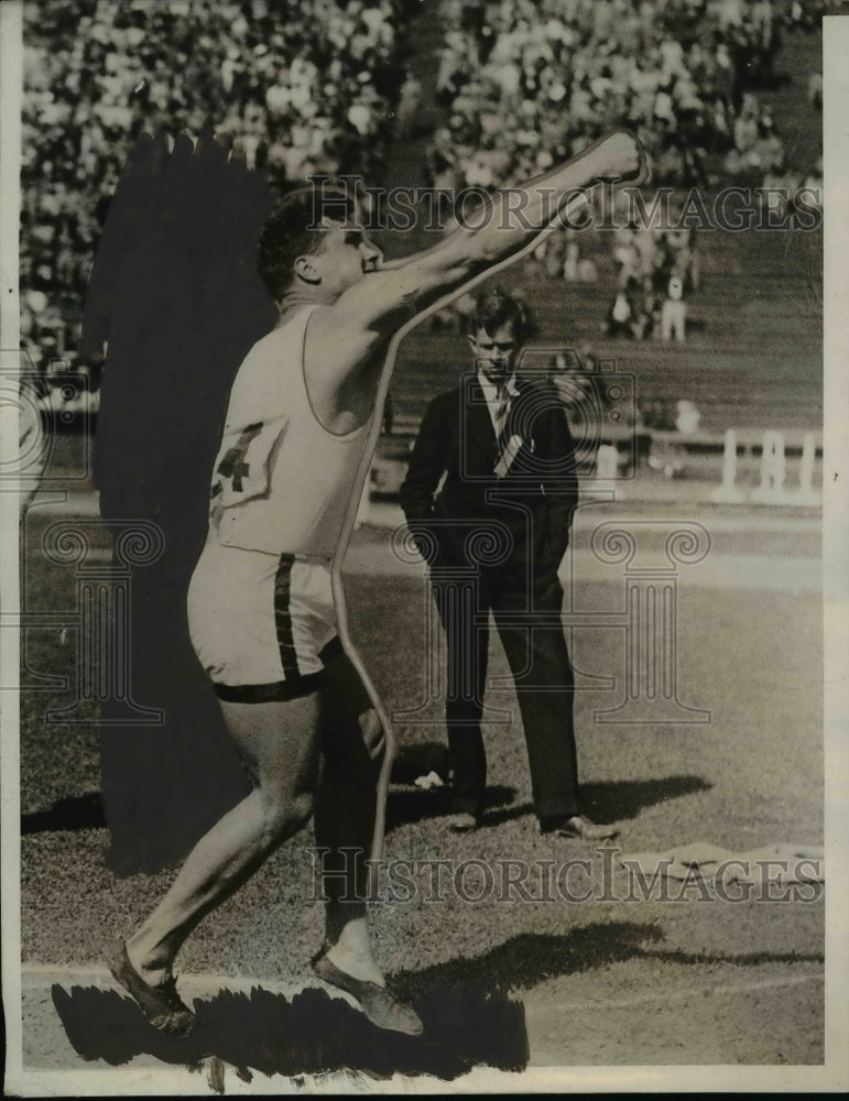 1929 Press Photo Eric Krenz discus champ at Stanford in California - net20086- Historic Images