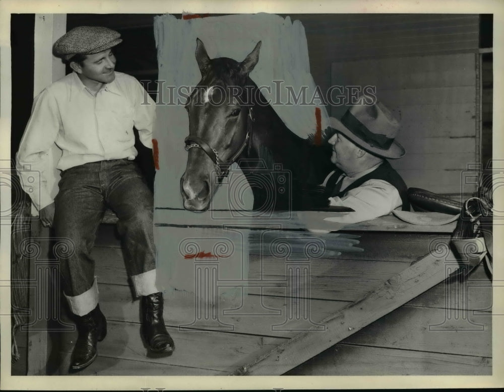 1954 Press Photo Horse Hasseyampa, jockey Arnold Lirkland, trainer Howard Wells- Historic Images