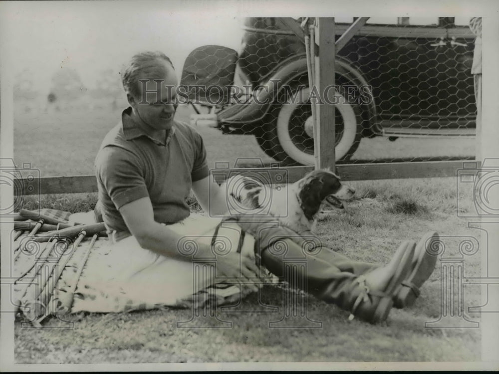 1935 Press Photo JC Rathbone of Hurricanes polo team at Westbury NY - net20858- Historic Images