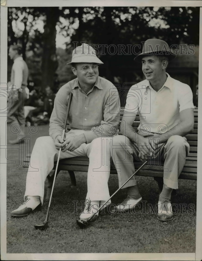 1936 Press Photo Golfers Joe Lynch & John Lehman practice for National Amateur- Historic Images