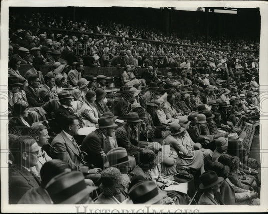 1931 Press Photo Crowds of fans at Wimbledon tennis matches at center court- Historic Images