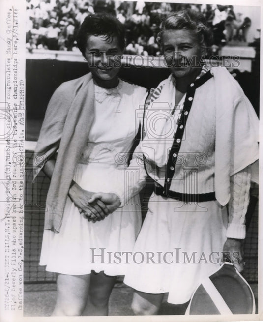 1950 Press Photo Louise Brough, Nancy Chaffee at US tennis championships- Historic Images