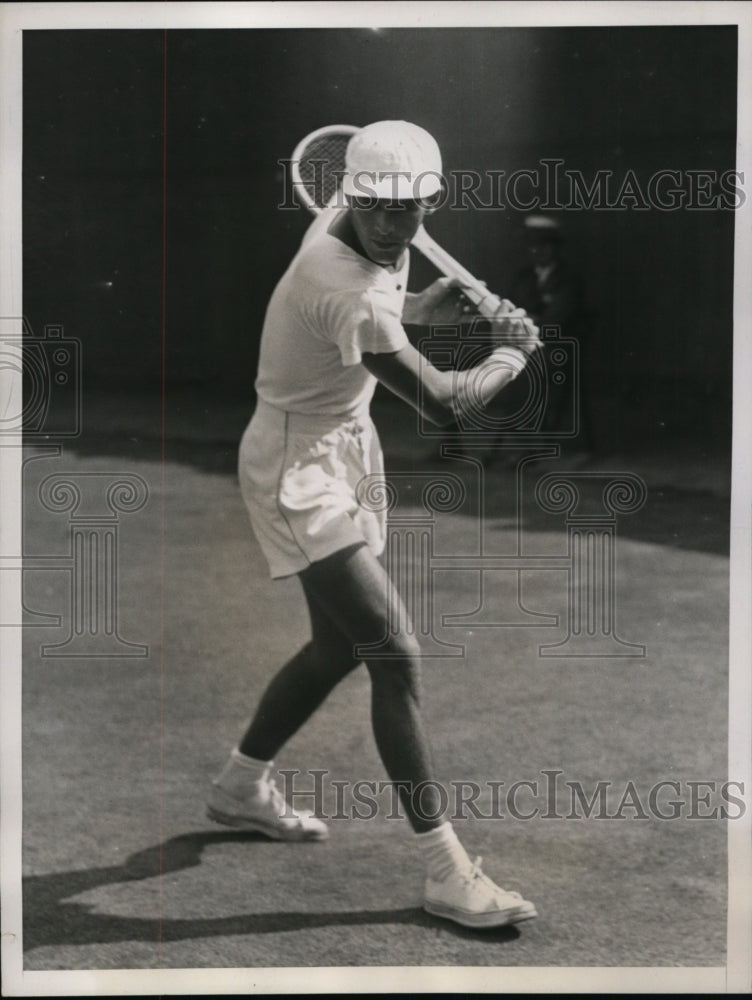 1937 Press Photo Frank Parker in tennis action on the courts at National Singles- Historic Images