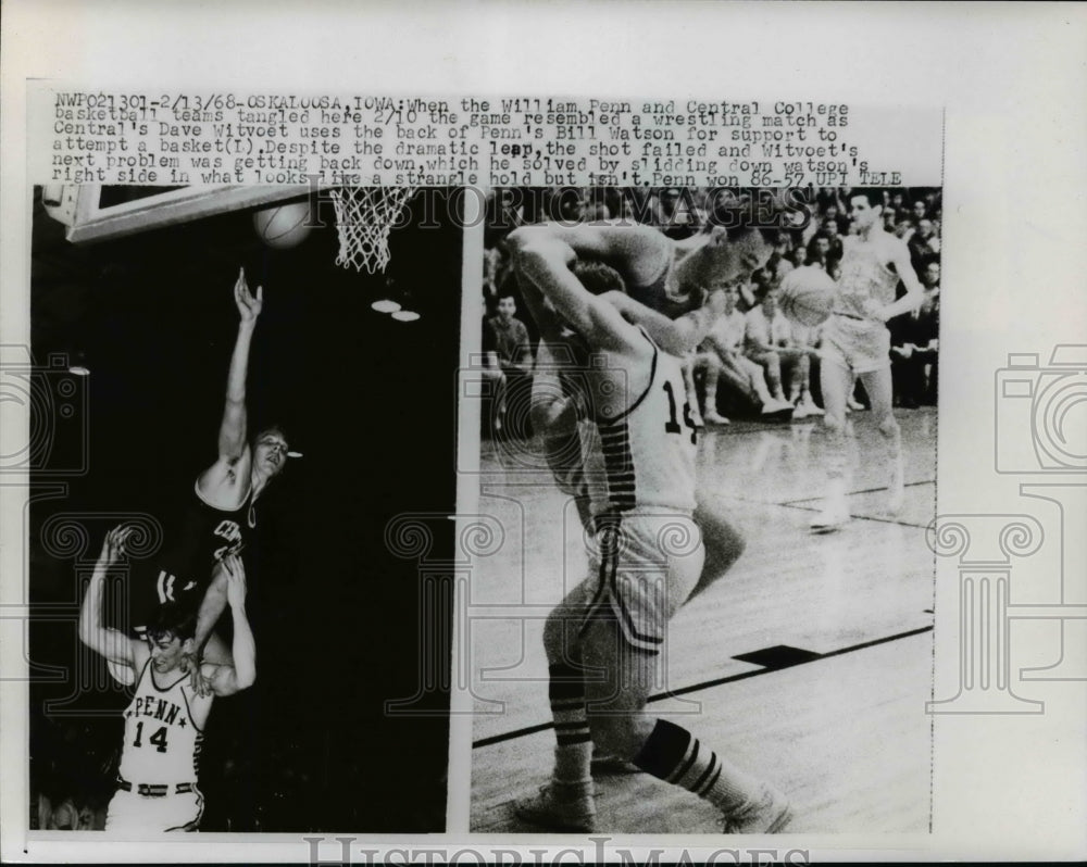 1968 Press Photo William Penn vs Central College basketball game - net23295- Historic Images