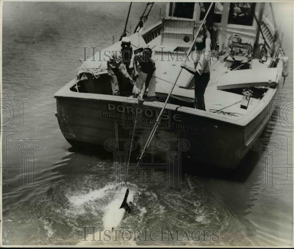 1941 Press Photo Pen fishing from the boat Porpoise - net24350- Historic Images