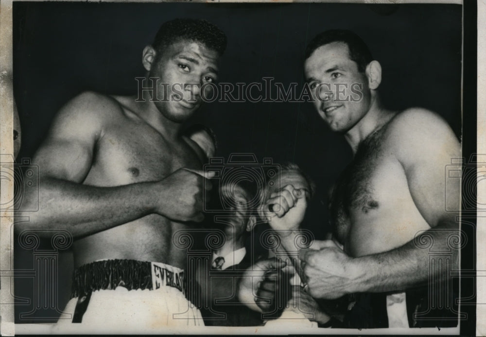 1959 Press Photo Ingemar Johansson vs Floyd Patterson for bout in NYC- Historic Images