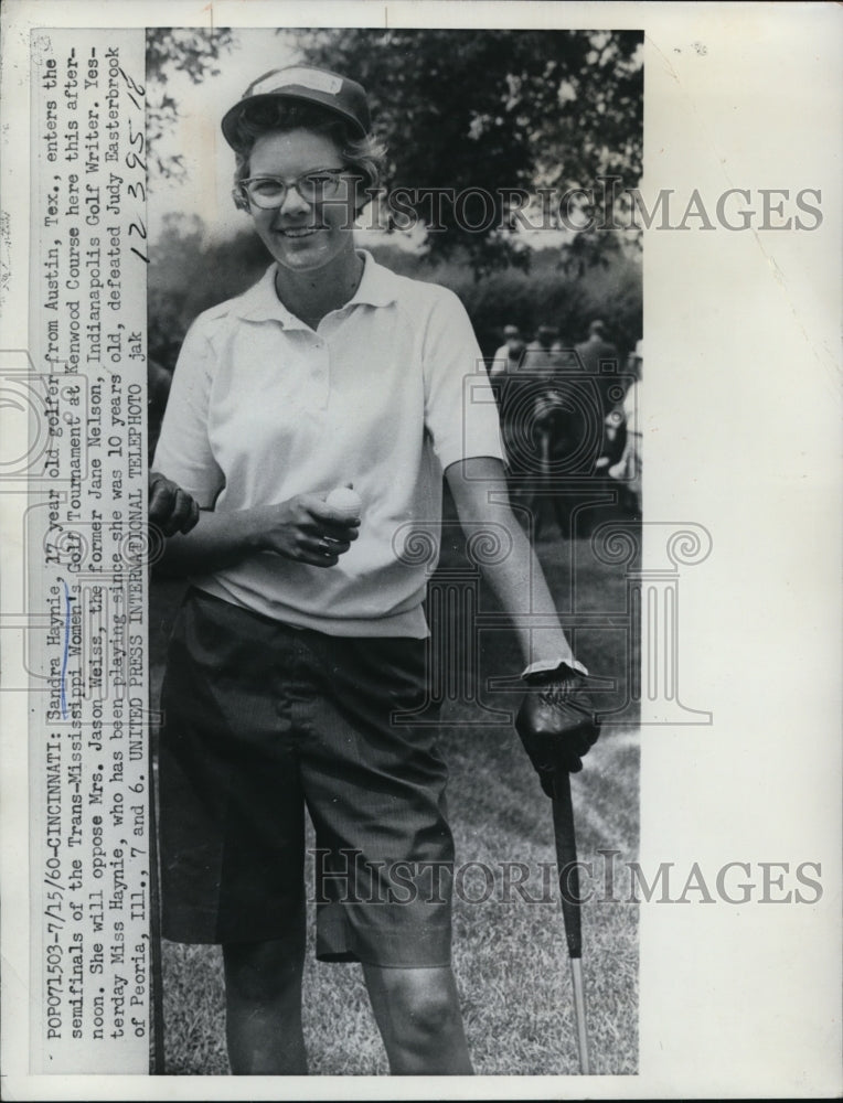 1960 Press Photo Sandra Haynie in semi-finals of Trans-Mississippi Tournament- Historic Images