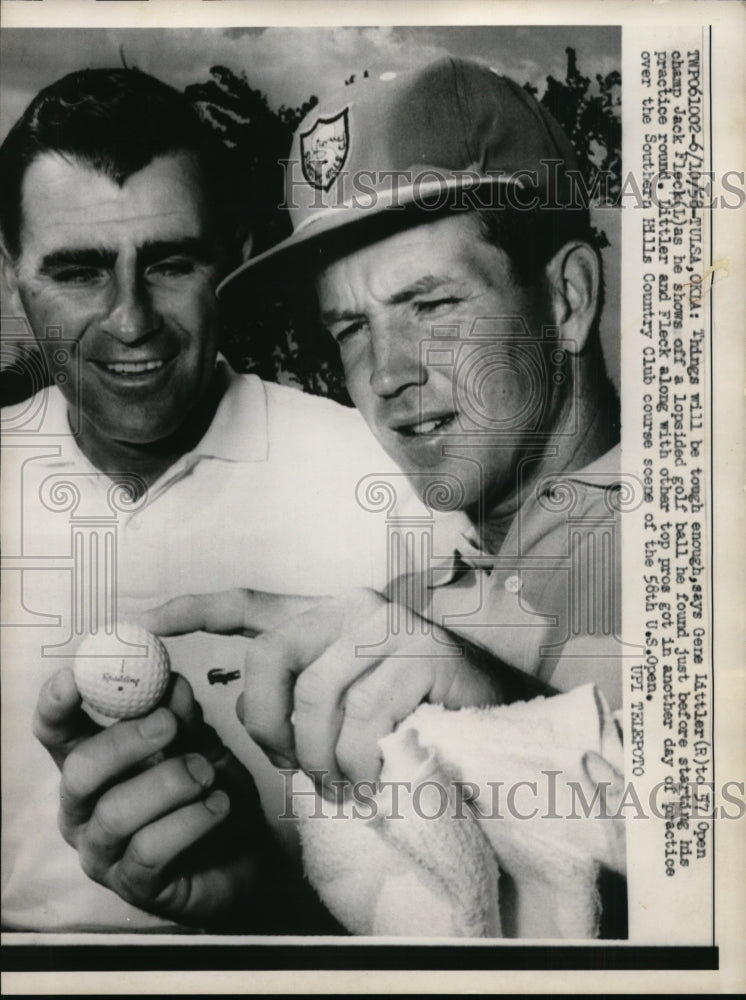 1958 Press Photo Gene Littler, Jack Fleck at 58th US Open in Tulsa OK- Historic Images