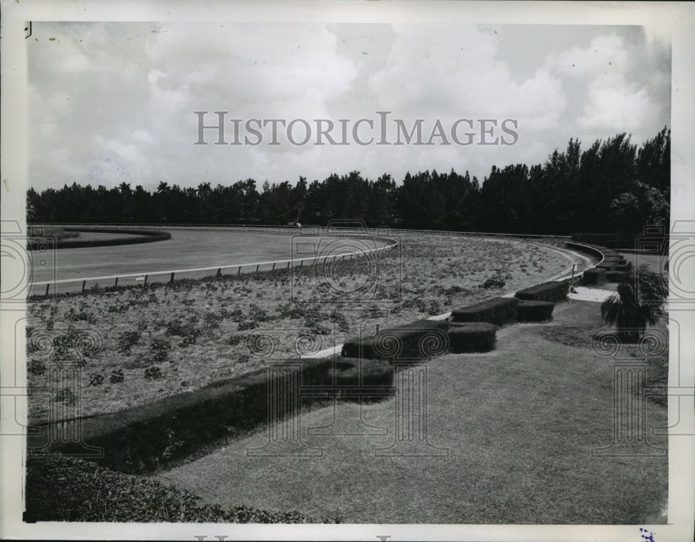 1945 Press Photo Hialeah Florida track covered in hay off season - net26030- Historic Images