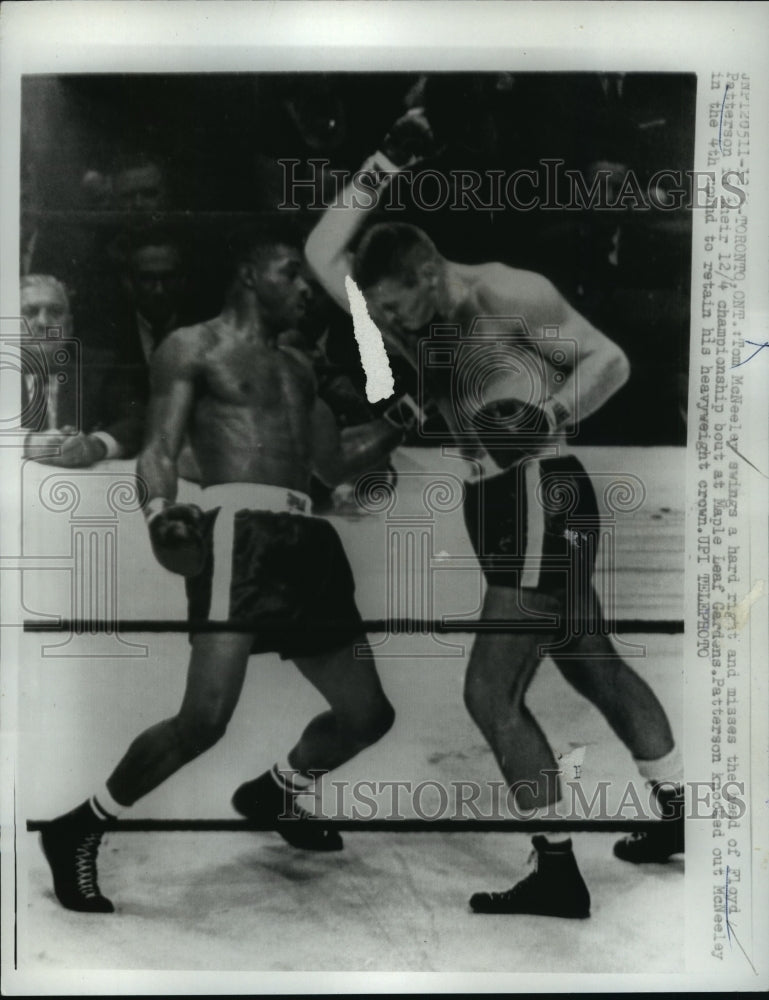 1962 Press Photo Tom McNeeley vs Floyd Patterson in Toronto Canada bout- Historic Images