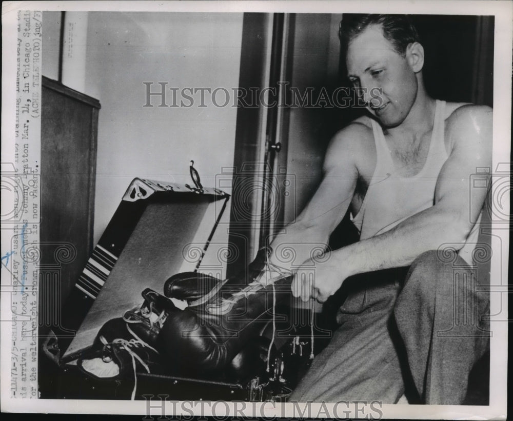 1951 Press Photo boxer Charley Fusari in Chicago for bout with Johnny Bratton- Historic Images