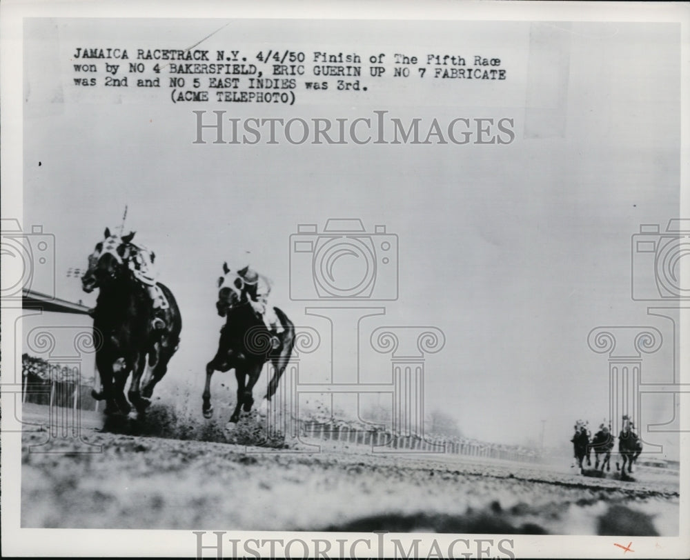 1950 Press Photo Jamaica NY race E Guerin on Bakersfield, Fabricate, East Indies- Historic Images