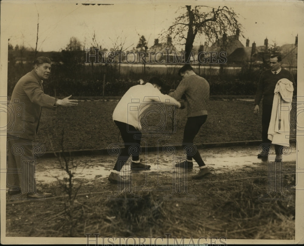 1926 Press Photo Paolino Uzcudun & sparring partner Molina, mgr. Deschamps- Historic Images