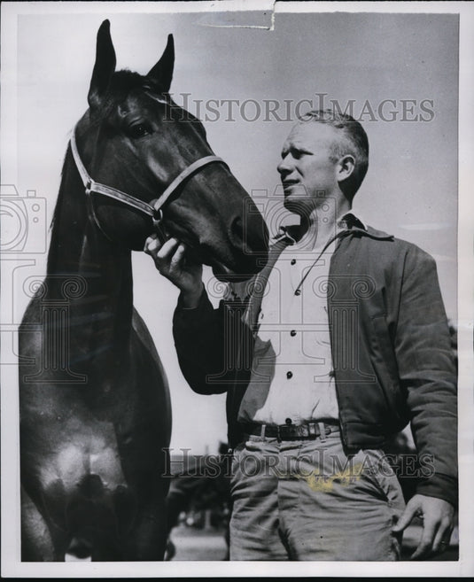 1953 Press Photo Howard Camden with Adios Boy, world record holding horse- Historic Images