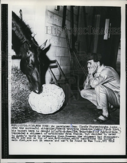 1959 Press Photo Jean Claude Vastenberghs & horse Jamin at a NY track- Historic Images