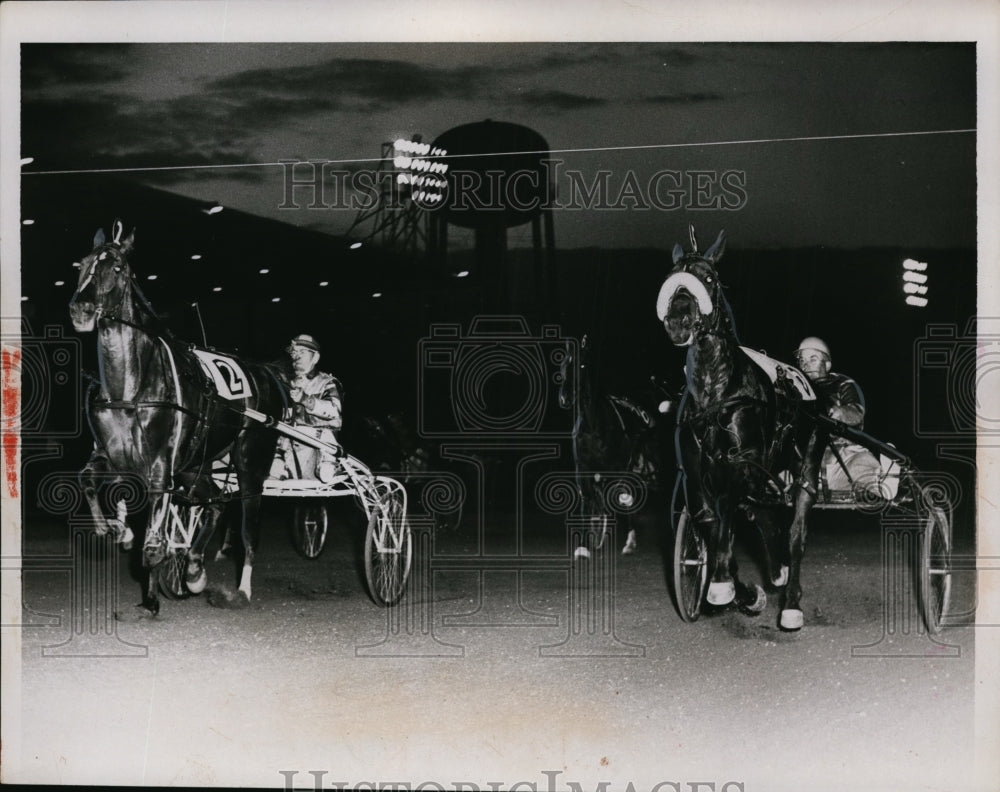 1959 Press Photo Trotter race won by Mother Goose, Spudder &amp; Danielle- Historic Images