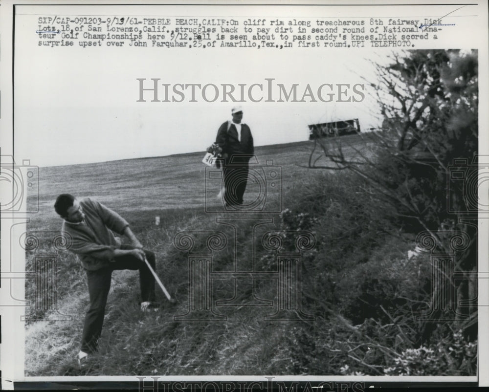 1961 Press Photo Dick Lotz struggling back to fairway during Nat'l Amateur- Historic Images