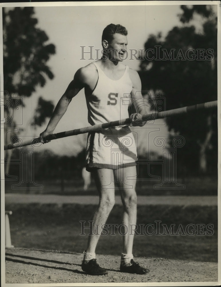 1933 Press Photo Bud Deacon, Stanford, pole vaulter - net29183- Historic Images