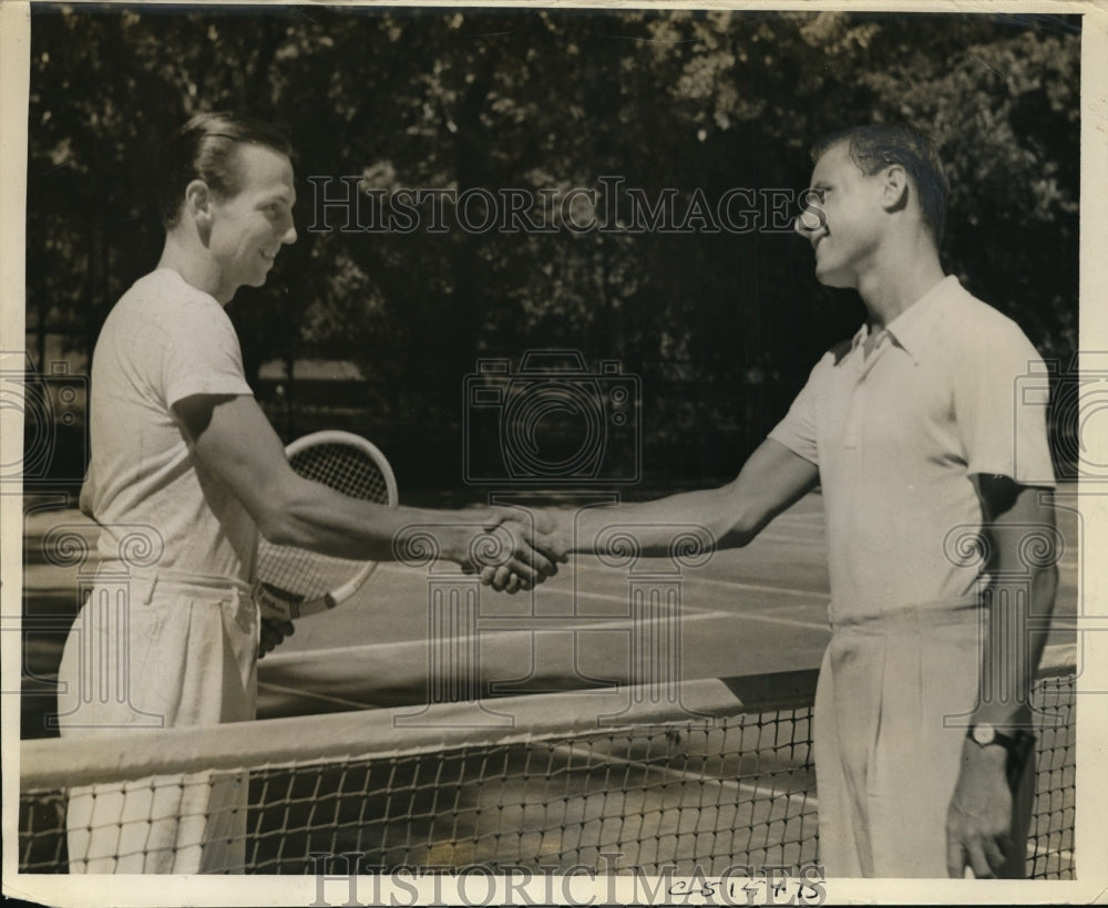 1936 Press Photo Barry Dee, Ted Schroeder Junior Tennis at Culver Indiana- Historic Images