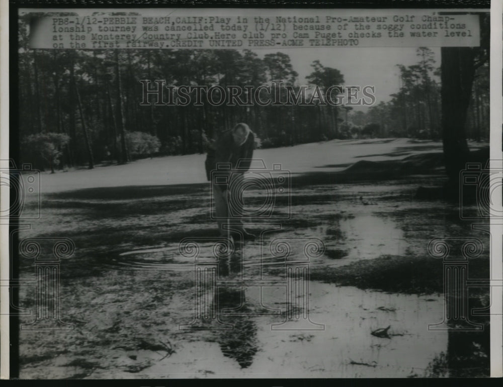 1952 Press Photo Pebble Beach CA National Pro Am Golf canceled due to rain- Historic Images