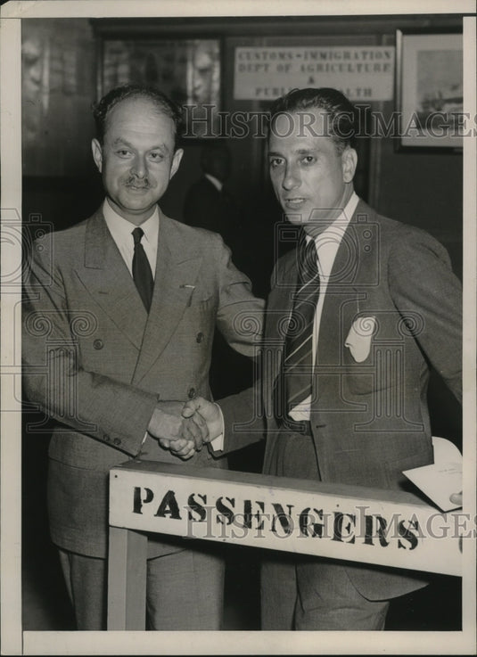 1936 Press Photo Carol Tarcauanu Greets Lieut. Alexander Pana - net31590- Historic Images