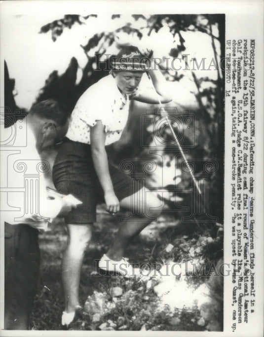1958 Press Photo Joanne Gunderson At the Women's National Amateur Golf Tourney- Historic Images