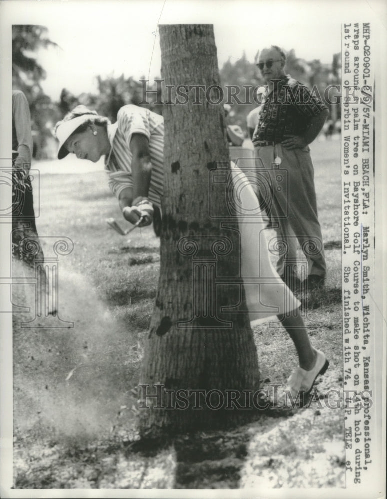 1957 Press Photo Marilynn Smith Plays At The Serbin Women's Invitational In FL- Historic Images