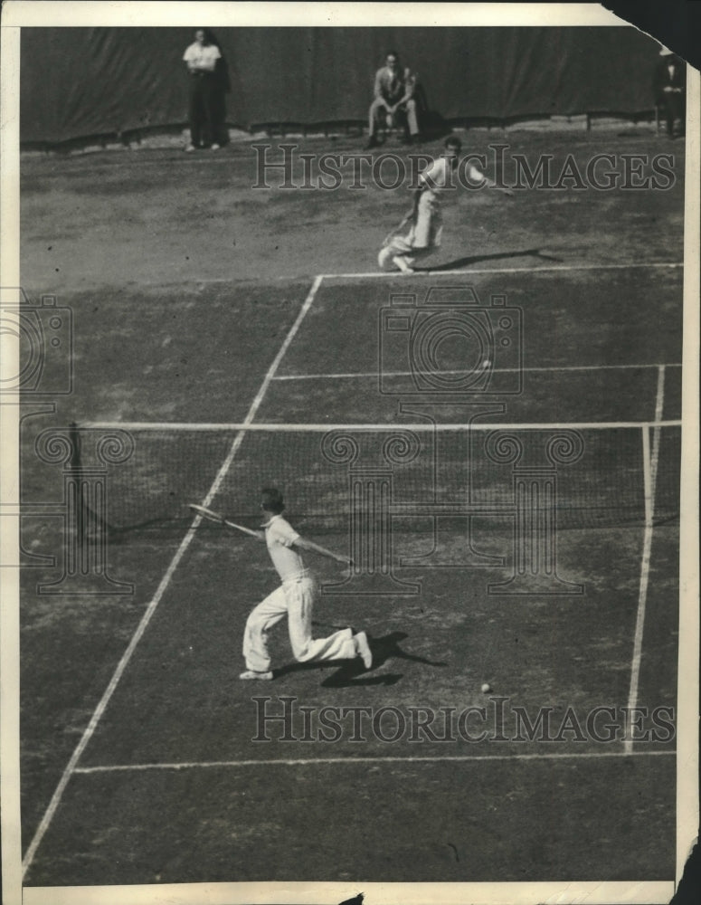 1931 Press Photo Frank Shields in match with Bruce Barnes at Tennis Champs- Historic Images