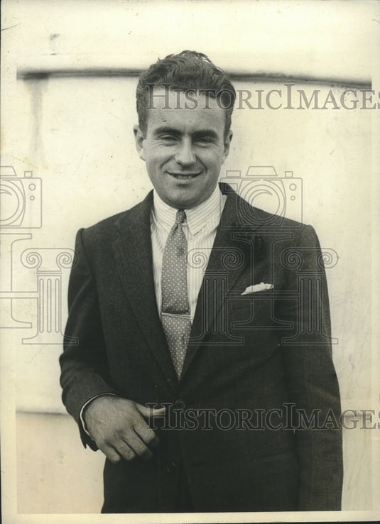 1931 Press Photo Tennis player Gregory Mangin shown aboard Liner Mauretania- Historic Images