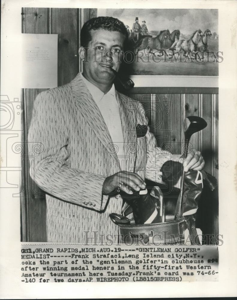 1953 Press Photo Frank Strafaci looks the part of a Gentlemen Golfer - net35009- Historic Images