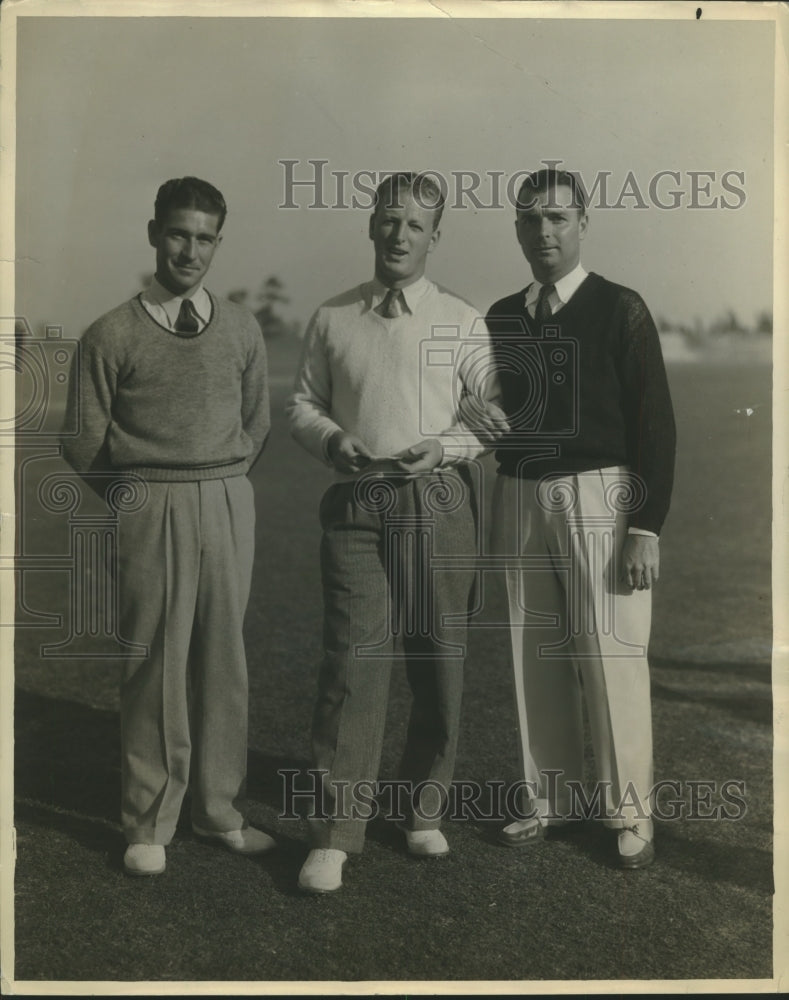 1933 Press Photo Dick Moiz Craig Wood and Charles Guest on the golf course- Historic Images