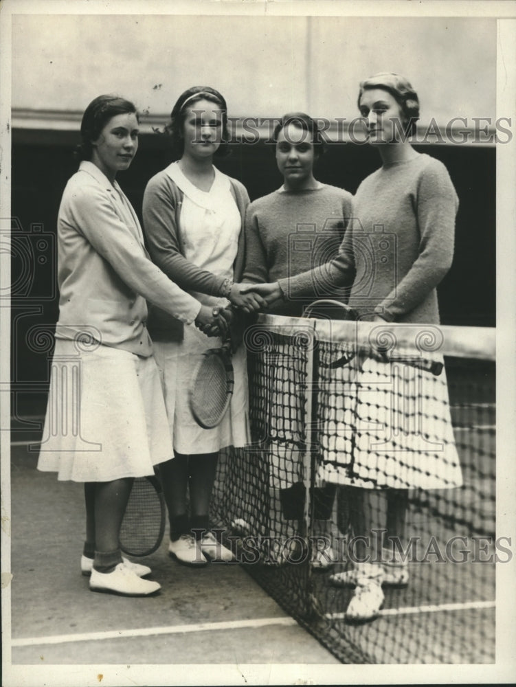 1932 Press Photo Vivian Jones &amp; Katharine Winthrop Win Girls&#39; Indoor Doubles- Historic Images