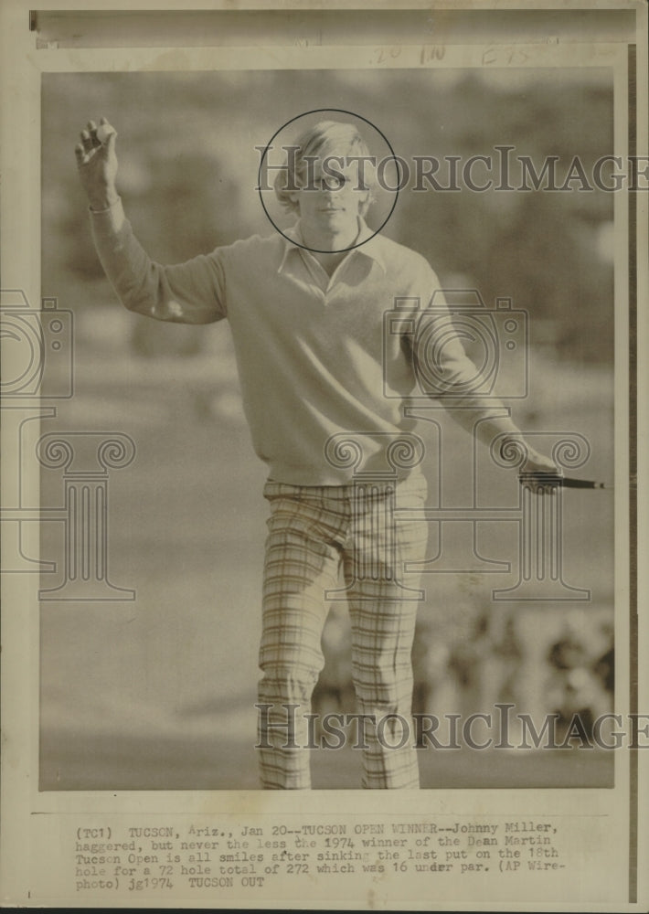 1974 Press Photo Johnny Miller smiles after winning Dean Martin Open - net35379- Historic Images