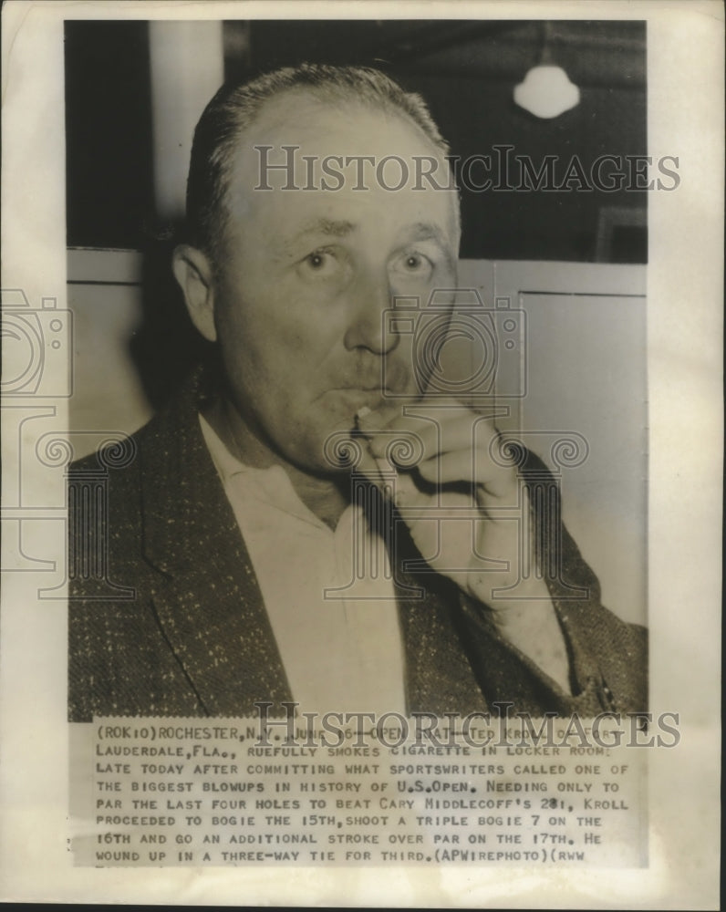 Press Photo Ted Kroll smokes a cigarette after U.S. open Golf Match- Historic Images