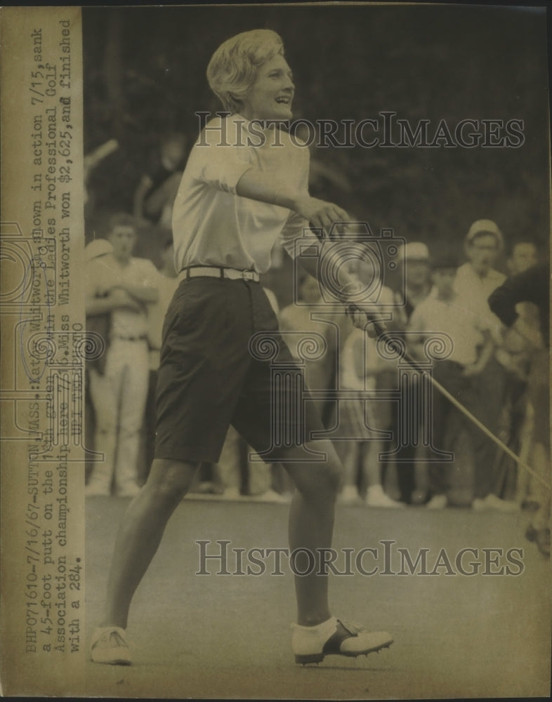 1967 Press Photo Kathy Whitworth Wins Ladies Prof Golf Assoc Tourney Wins $2625- Historic Images