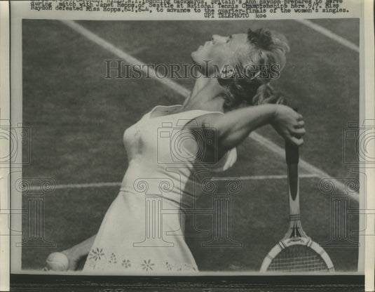 1960 Press Photo Ann Haydon Defeats Janet Hopps Advances to Quarter Finals- Historic Images