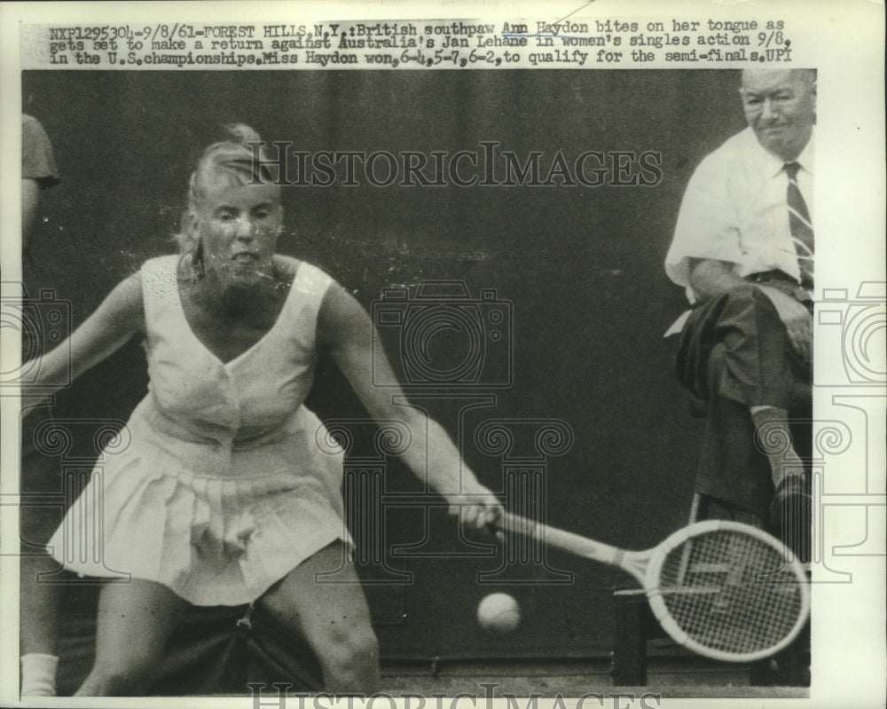 1961 Press Photo Ann Haydon Defeats Australian Jan Lehane in U.S. Championship- Historic Images