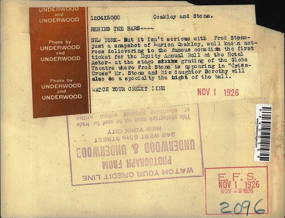 1926 Press Photo Marion Coakley, Actress, Fred Stone, Comedian - nex00564