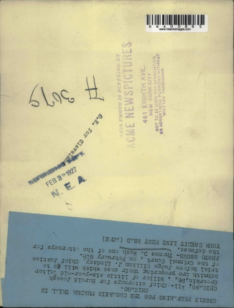 1927 Press Photo Thomas D. Nash, attorney for Harold Joseph Crearkin, killer