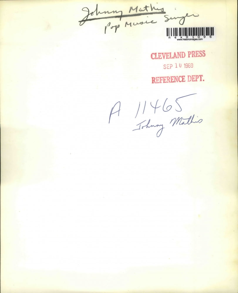 1969 Press Photo Singer Johnny Mathis - nex01096