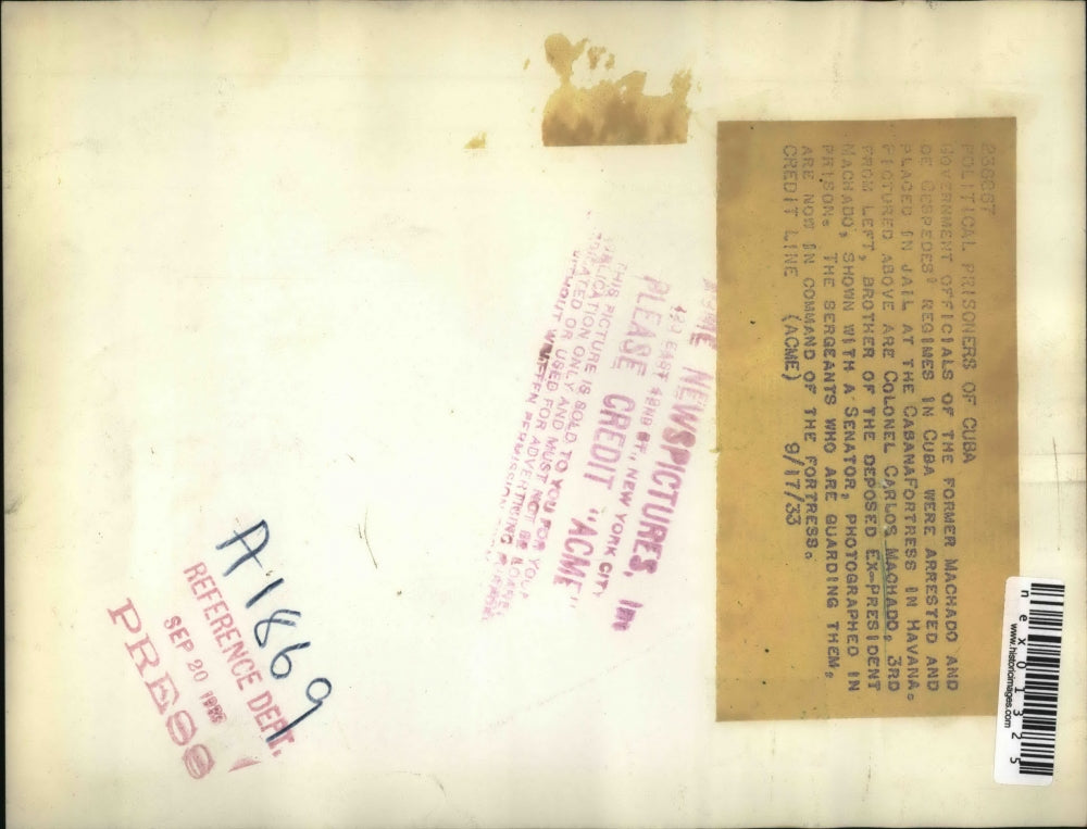 1933 Press Photo Colonel Carlos Machado at the Cabana Fortresss, Havana