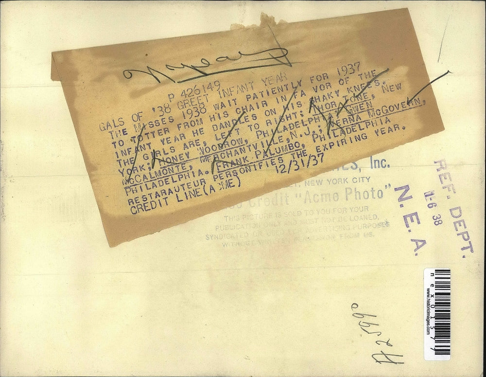 1937 Press Photo Thor Tone, Honey Woodrow, G. McCalmonte, V. McGovern, Palumbo