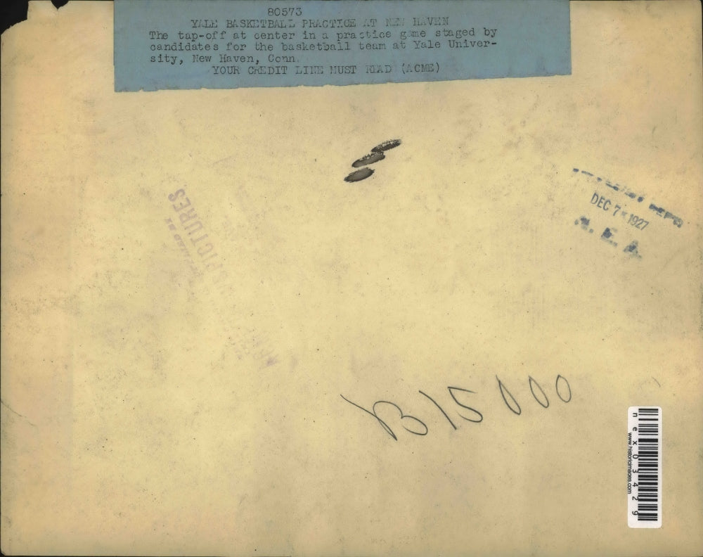 1927 Press Photo Yale University Basketball Practice in New Haven, CT