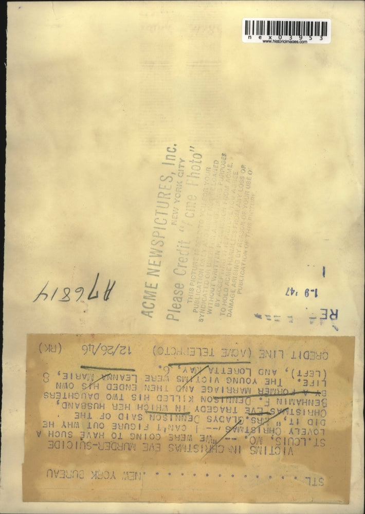 1946 Press Photo Leanna and Loretta Dennison Murdered by Benhamin F. Dennison