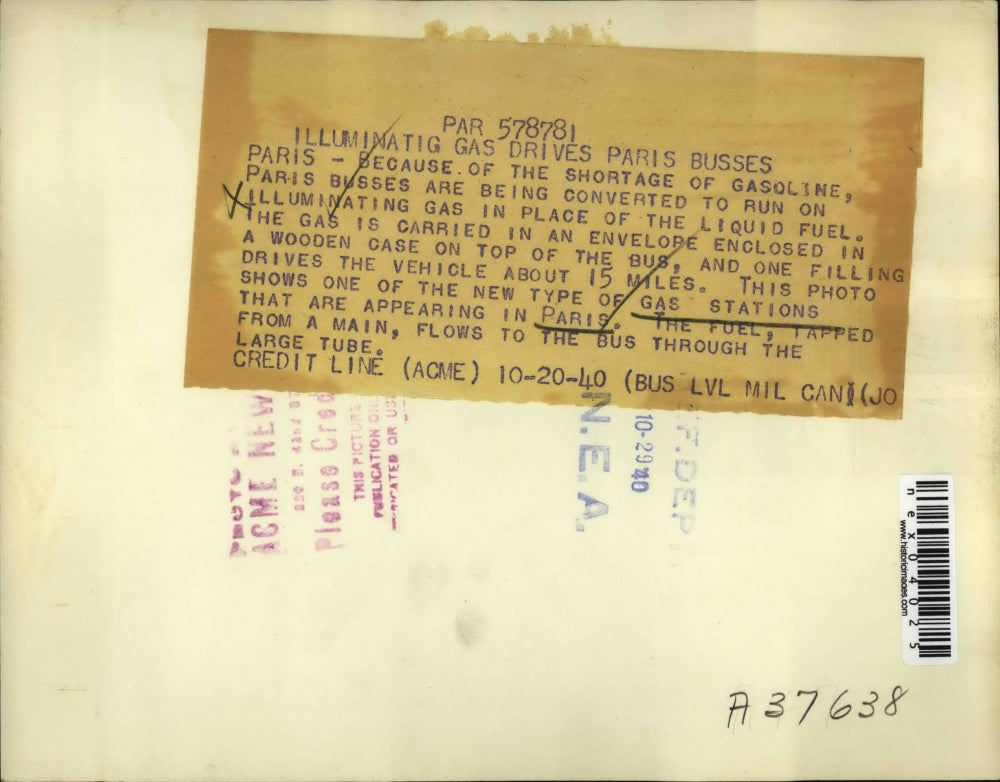 1940 Press Photo New Type of Gas Stations for Busses in Paris